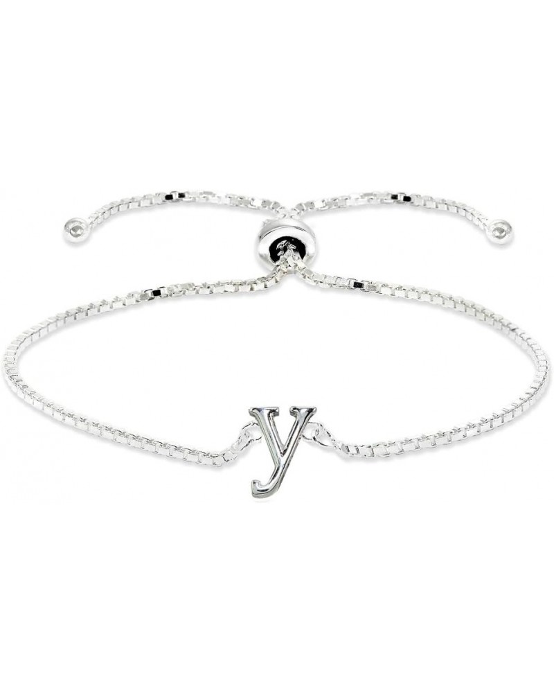 Initial Bracelet for Women Girls Sterling Silver Lowercase Alphabet Letter Name Personalized Gifts Adjustable Bracelets, A-Z ...