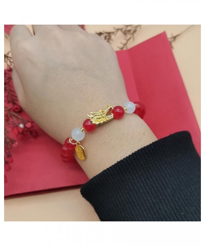 2024 Chinese New Year Dragon Bracelet Charm Chinese Dragon Beaded Bracelets Lucky Stretch Bracelets New Year Gifts for Women ...