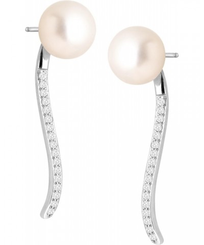 Freshwater Pearl Convertible Drop Earrings with Cubic Zirconia in Sterling Silver $21.82 Earrings