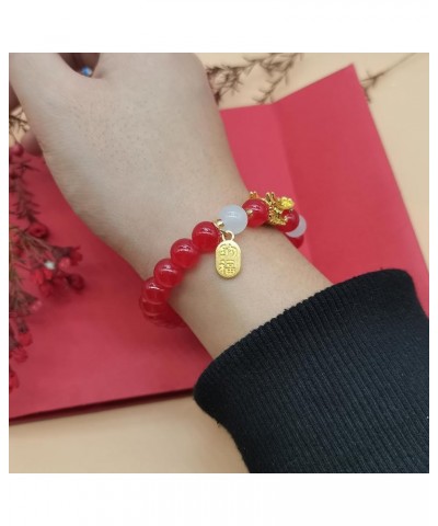 2024 Chinese New Year Dragon Bracelet Charm Chinese Dragon Beaded Bracelets Lucky Stretch Bracelets New Year Gifts for Women ...