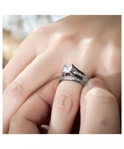 925 Sterling Silver Cubic Zirconia Princess Cut Women's Wedding Engagement Bridal Ring Set $17.22 Sets