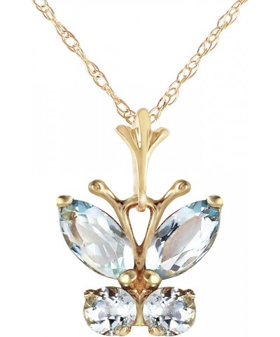 14k Solid White Gold Necklace with 0.60 Carat (CTW) Natural Aquamarine Butterfly Pendant 20.0 Inches $103.25 Necklaces