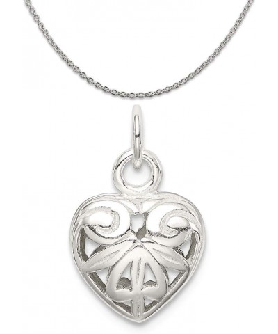 Sterling Silver Heart Charm (9mm x 11mm) 18.0 Inches $21.19 Necklaces