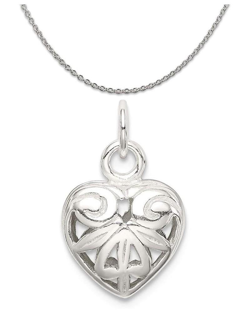 Sterling Silver Heart Charm (9mm x 11mm) 18.0 Inches $21.19 Necklaces