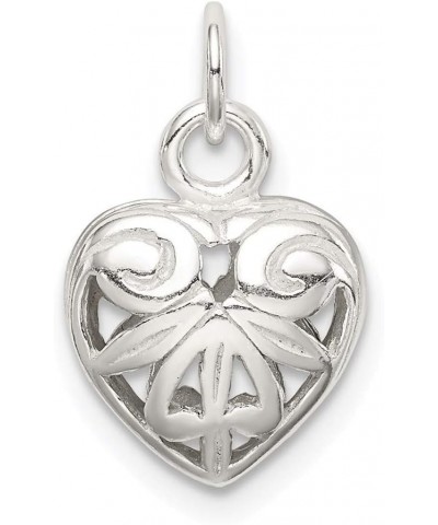 Sterling Silver Heart Charm (9mm x 11mm) 18.0 Inches $21.19 Necklaces