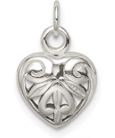 Sterling Silver Heart Charm (9mm x 11mm) 18.0 Inches $21.19 Necklaces