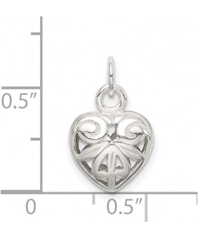 Sterling Silver Heart Charm (9mm x 11mm) 18.0 Inches $21.19 Necklaces