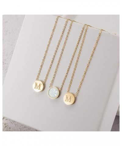 Necklace Gold Plated Round Disc Initial Necklace Engraved Letter Necklace with Adjustable Chain Pendant Enhancers for Women G...