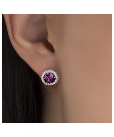 Sterling Silver Round Halo Stud Earrings for Women made with Faceted Crystals Crystal Imitation Birthstone June $10.90 Earrings