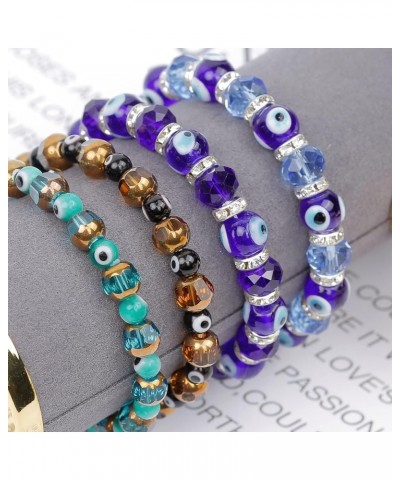 2Pcs Couple evil eye bracelet for Women Men, Crystal Turkish Eye Kabbalah Protection Luck Amulet Beaded Bracelet Set Jewelry ...