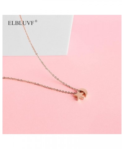 Stainless Steel Women Crescent Moon and Star Lucky Pendant Necklace Choose Colors Rose gold Star and Moon $7.74 Necklaces