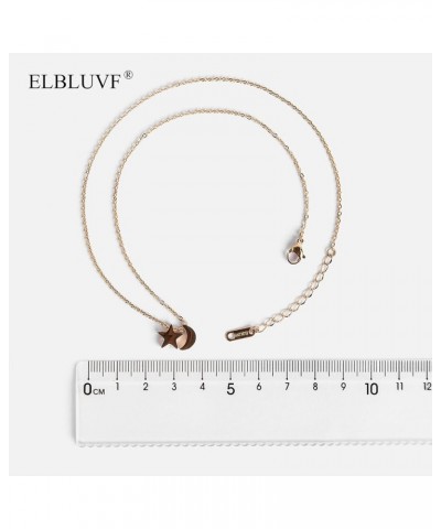 Stainless Steel Women Crescent Moon and Star Lucky Pendant Necklace Choose Colors Rose gold Star and Moon $7.74 Necklaces