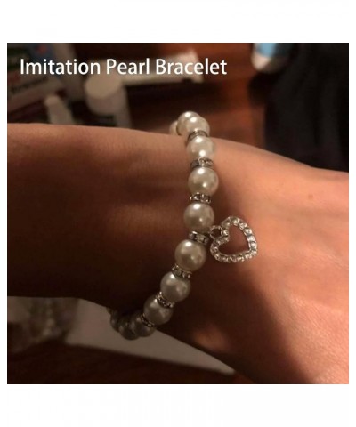 2Pcs Pearl Bracelets for Women Pearl Beaded Bracelets Stretch Pearl Bracelets Pearl Stackable Bracelets Dainty Pearl Bracelet...