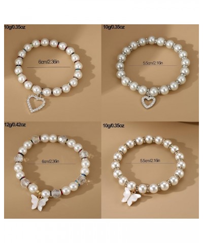 2Pcs Pearl Bracelets for Women Pearl Beaded Bracelets Stretch Pearl Bracelets Pearl Stackable Bracelets Dainty Pearl Bracelet...