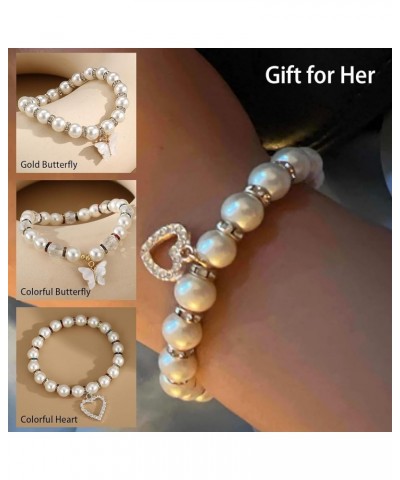 2Pcs Pearl Bracelets for Women Pearl Beaded Bracelets Stretch Pearl Bracelets Pearl Stackable Bracelets Dainty Pearl Bracelet...