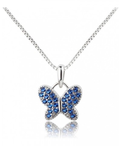 Girl's Sterling Silver Butterfly CZ Birthstone Necklace for Toddlers, Little Girls, Teens, or Women 09-September 16-18 inch $...