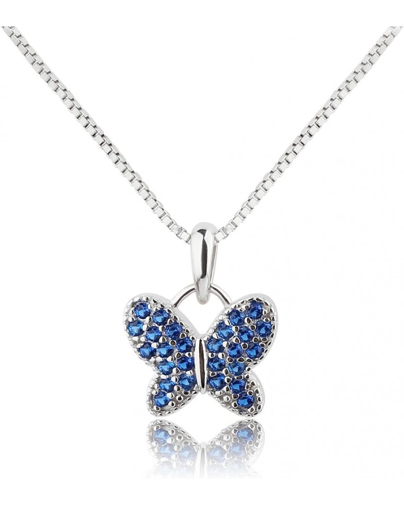 Girl's Sterling Silver Butterfly CZ Birthstone Necklace for Toddlers, Little Girls, Teens, or Women 09-September 16-18 inch $...