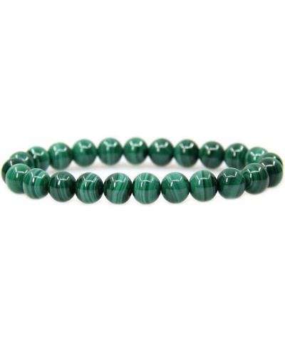 Handmade Gem Semi Precious Gemstone 8mm Round Beads Stretch Bracelet 7" Unisex Malachite $9.17 Bracelets