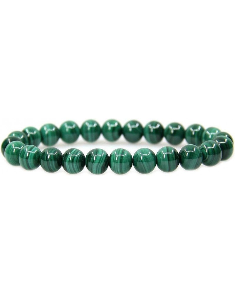 Handmade Gem Semi Precious Gemstone 8mm Round Beads Stretch Bracelet 7" Unisex Malachite $9.17 Bracelets