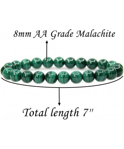 Handmade Gem Semi Precious Gemstone 8mm Round Beads Stretch Bracelet 7" Unisex Malachite $9.17 Bracelets