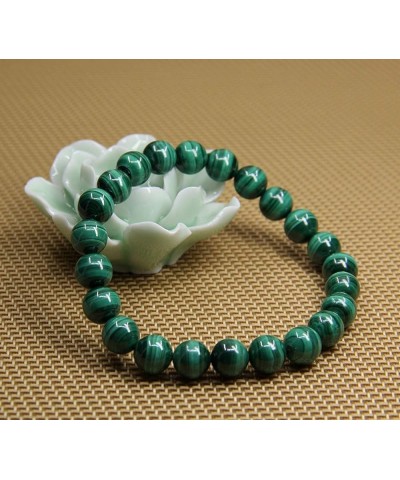 Handmade Gem Semi Precious Gemstone 8mm Round Beads Stretch Bracelet 7" Unisex Malachite $9.17 Bracelets