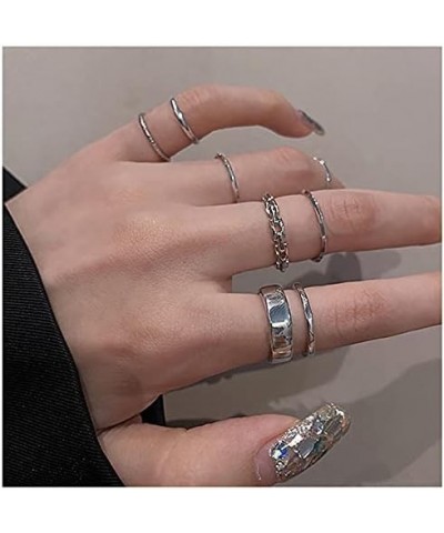 16PCS Chain Rings for Girls,Gothic Punk Chain Finger Ring Set for Women Men,Vintage Silver Emo Rings Cross Butterfly Knuckle ...