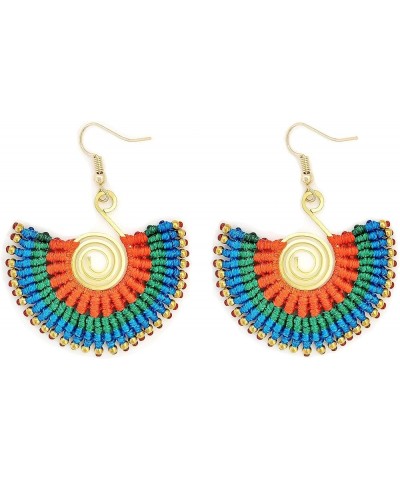 Bohemian Handwoven Earrings Half-Round Dangle Earrings Statement Beaded Earrings for Women Semicircle A $6.95 Earrings