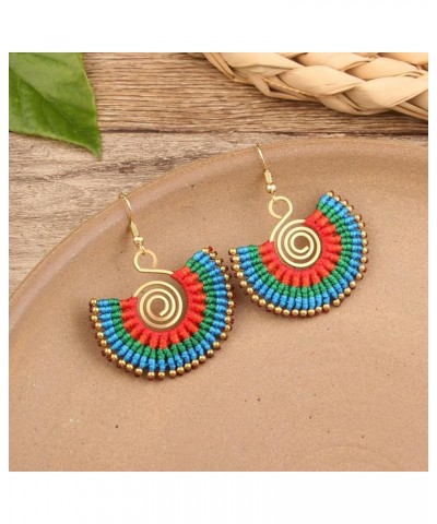 Bohemian Handwoven Earrings Half-Round Dangle Earrings Statement Beaded Earrings for Women Semicircle A $6.95 Earrings