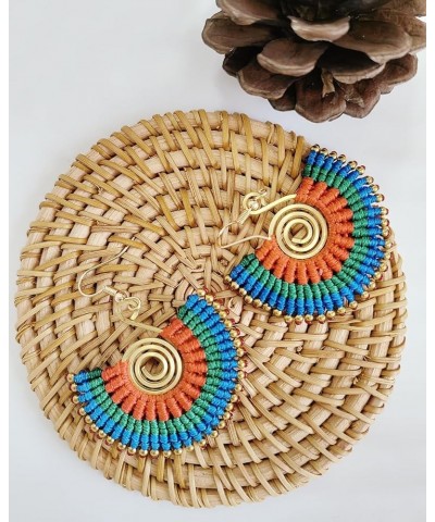 Bohemian Handwoven Earrings Half-Round Dangle Earrings Statement Beaded Earrings for Women Semicircle A $6.95 Earrings