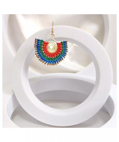 Bohemian Handwoven Earrings Half-Round Dangle Earrings Statement Beaded Earrings for Women Semicircle A $6.95 Earrings