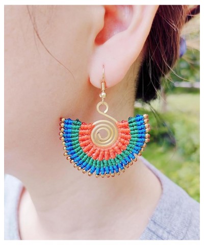 Bohemian Handwoven Earrings Half-Round Dangle Earrings Statement Beaded Earrings for Women Semicircle A $6.95 Earrings