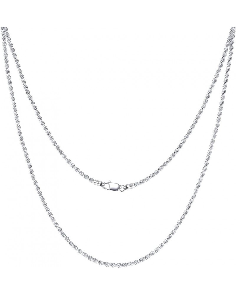 Silver Necklace for women men Solid 925 Sterling Silver Clasp 2mm 2.5mm 3mm 4mm 5mm Gold/Silver Rope Chain Silver Chain for m...