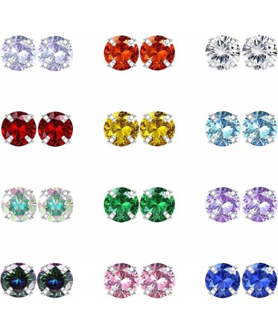 Stainless Steel CZ Stud Earrings for Women Multicolor Cubic Zirconia Earrings Studs Cartilage Helix Earring Stud Set 2MM-6MM ...