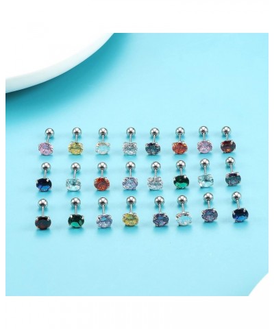 Stainless Steel CZ Stud Earrings for Women Multicolor Cubic Zirconia Earrings Studs Cartilage Helix Earring Stud Set 2MM-6MM ...