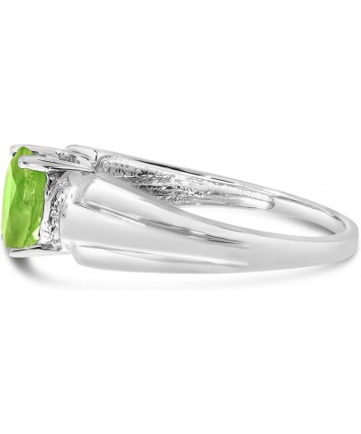 14k White Gold Oval Peridot And Diamond Ring $110.29 Rings