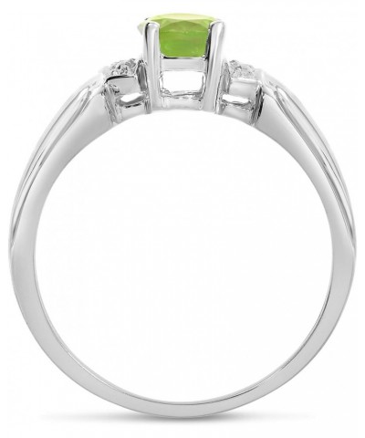 14k White Gold Oval Peridot And Diamond Ring $110.29 Rings