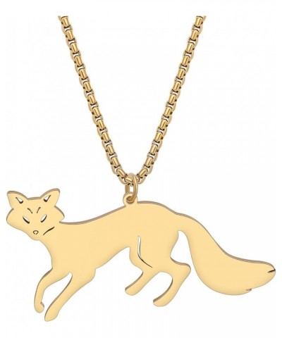 Stainless Steel Cute Arctic Fox Necklace Pendant 18K Gold Fashion Animals Jewelry for Women Girls Kids Fox Lovers Charms Gift...