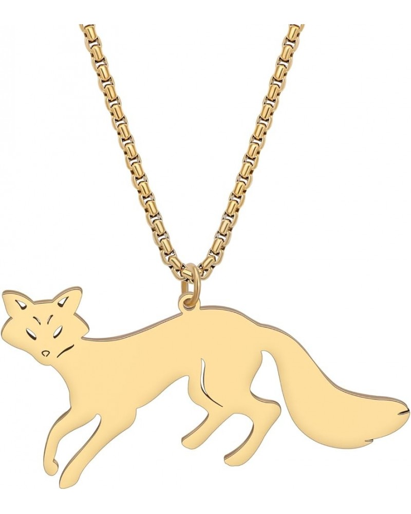 Stainless Steel Cute Arctic Fox Necklace Pendant 18K Gold Fashion Animals Jewelry for Women Girls Kids Fox Lovers Charms Gift...