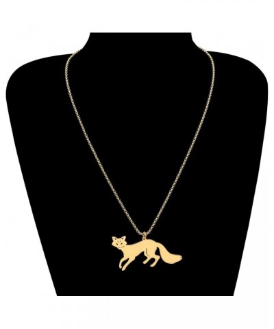 Stainless Steel Cute Arctic Fox Necklace Pendant 18K Gold Fashion Animals Jewelry for Women Girls Kids Fox Lovers Charms Gift...