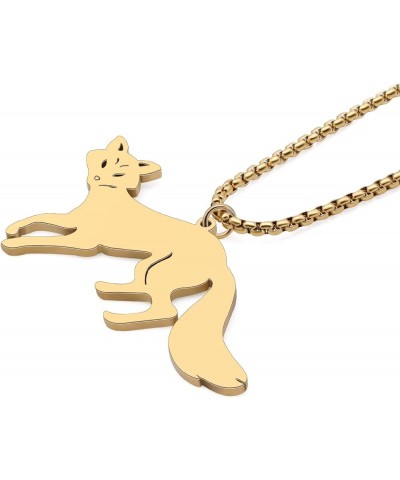 Stainless Steel Cute Arctic Fox Necklace Pendant 18K Gold Fashion Animals Jewelry for Women Girls Kids Fox Lovers Charms Gift...