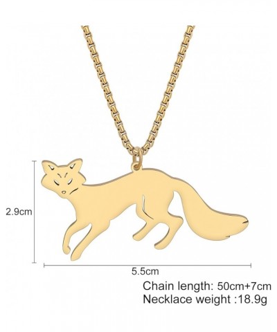 Stainless Steel Cute Arctic Fox Necklace Pendant 18K Gold Fashion Animals Jewelry for Women Girls Kids Fox Lovers Charms Gift...