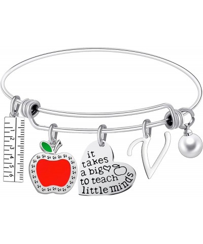 Teacher Appreciation Bangle Bracelet Teacher Appreciation Gifts Teacher Bracelet with Initial Thank You Gifts For Teachers Wo...