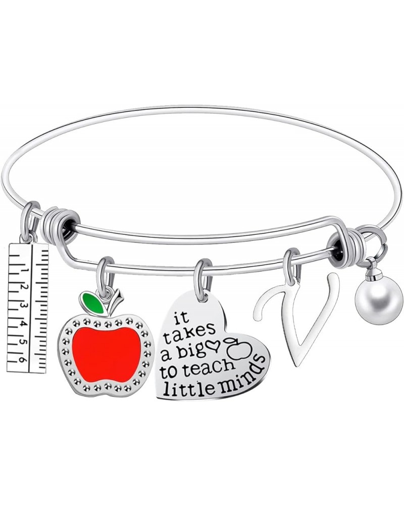 Teacher Appreciation Bangle Bracelet Teacher Appreciation Gifts Teacher Bracelet with Initial Thank You Gifts For Teachers Wo...