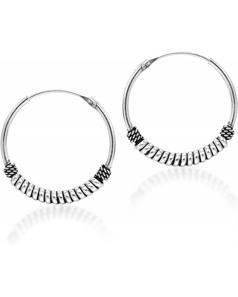 Vintage Twisted Rope Balinese Sterling Silver 20mm Hoop Earrings | Vintage Earrings for Women | Hoop Earrings | Balinese Earr...