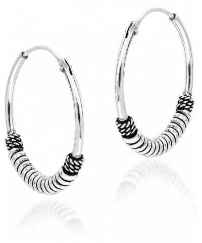 Vintage Twisted Rope Balinese Sterling Silver 20mm Hoop Earrings | Vintage Earrings for Women | Hoop Earrings | Balinese Earr...