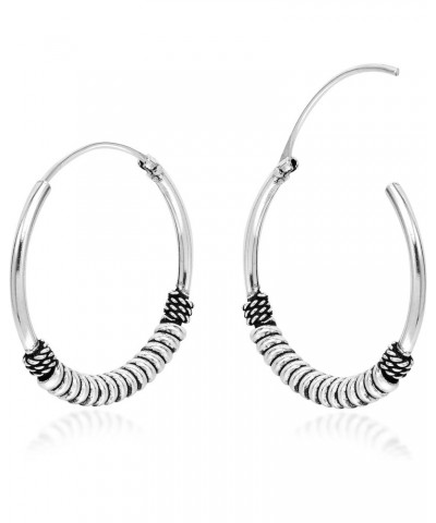 Vintage Twisted Rope Balinese Sterling Silver 20mm Hoop Earrings | Vintage Earrings for Women | Hoop Earrings | Balinese Earr...