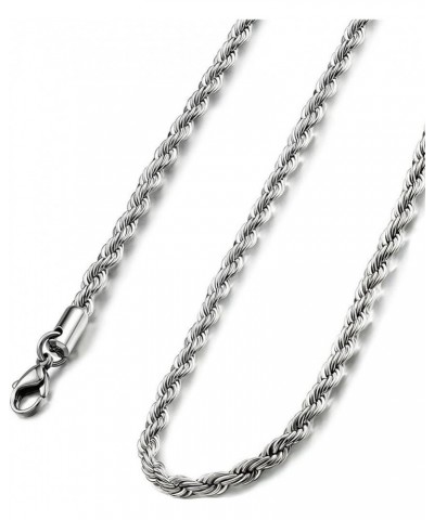 Silver Stainless Steel Twist Rope Chain Necklace for Men Women 2-6mm, 18-30 inches Silver, 6mm wide 20.0 Inches $10.02 Necklaces