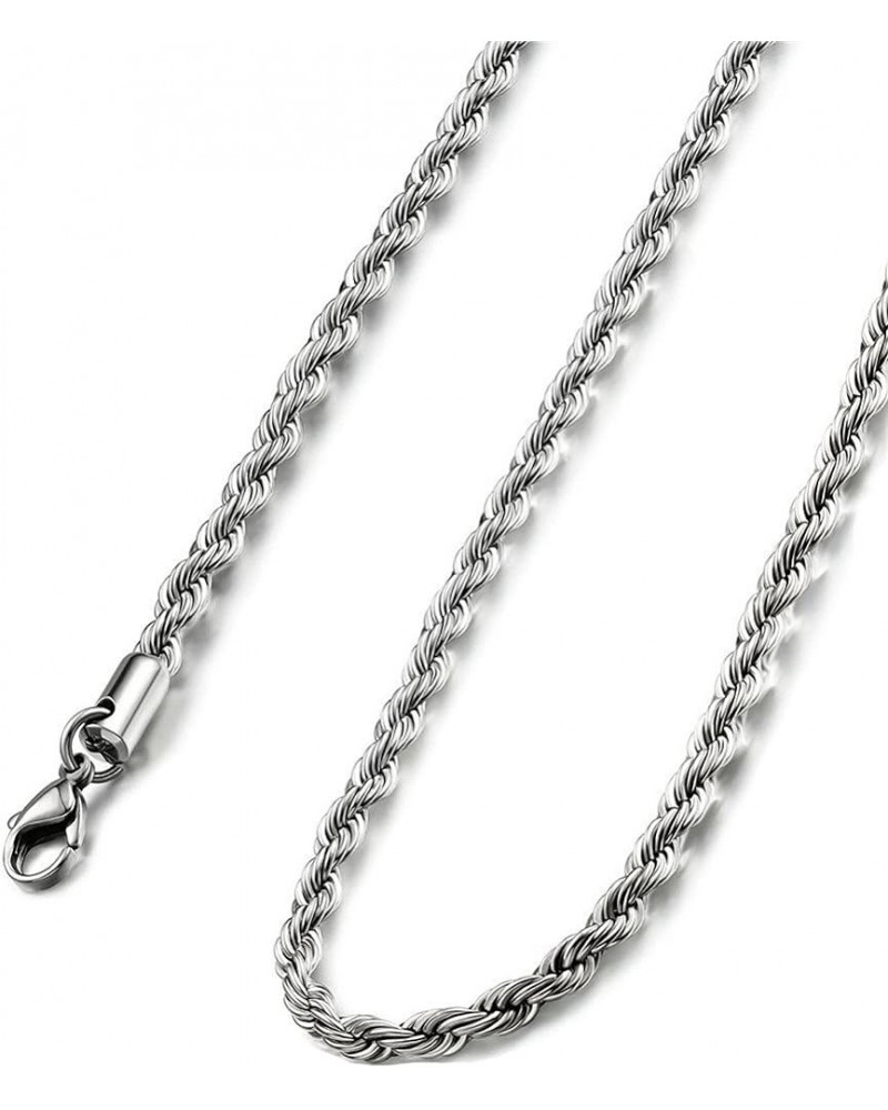 Silver Stainless Steel Twist Rope Chain Necklace for Men Women 2-6mm, 18-30 inches Silver, 6mm wide 20.0 Inches $10.02 Necklaces