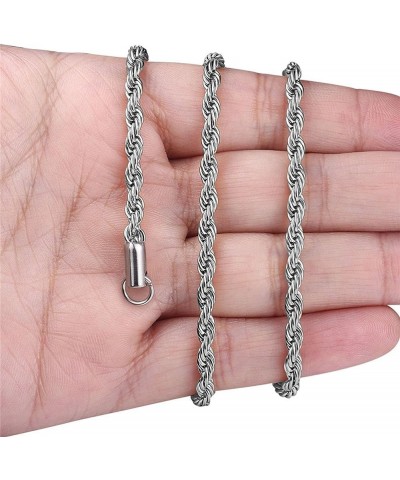 Silver Stainless Steel Twist Rope Chain Necklace for Men Women 2-6mm, 18-30 inches Silver, 6mm wide 20.0 Inches $10.02 Necklaces