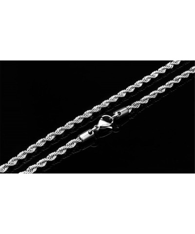 Silver Stainless Steel Twist Rope Chain Necklace for Men Women 2-6mm, 18-30 inches Silver, 6mm wide 20.0 Inches $10.02 Necklaces